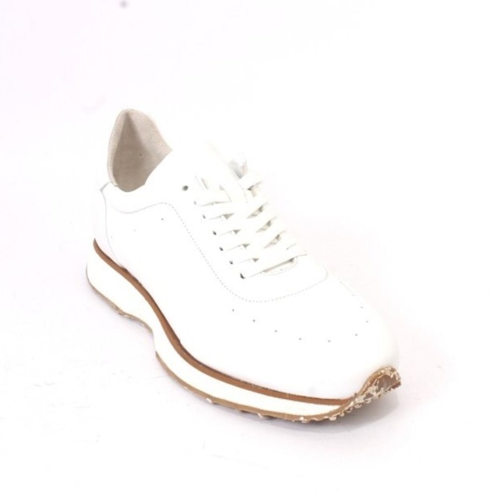 Roberto Serpentini 3924b White Leather Lace-Up Sneakers Shoes